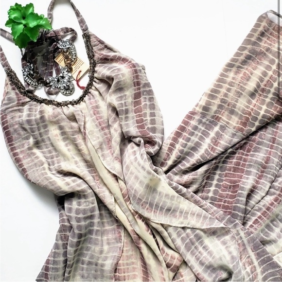 Raga Aphrodite Layered Chiffon Maxi Dress Beaded Halter Size Medium NWT - Picture 2 of 15